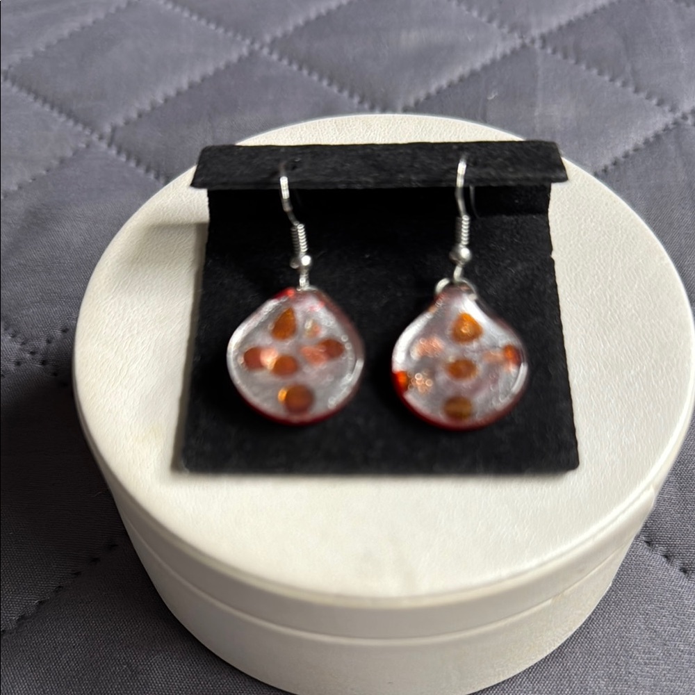 🥰Elegant Silver and Orange Earrings